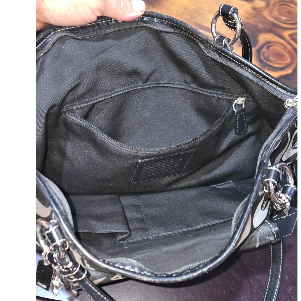 Coach Poppy Signature Tote Bag and Wallet Set Black Gray Jacquard F14854 - Picture 7 of 8
